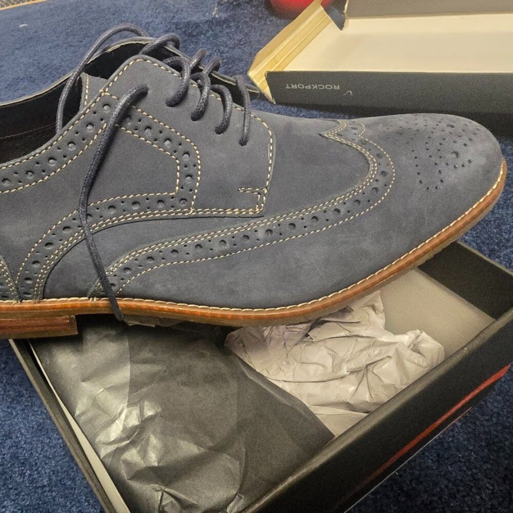 Men's Blue Suede Wingtips
